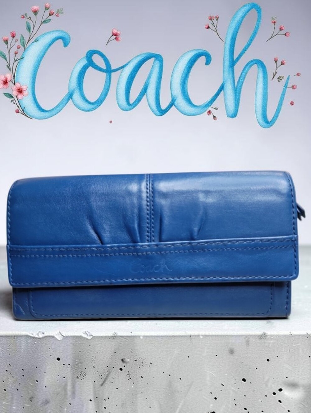 Coach Soho Vintage Pleated Leather Trifold Continental Wallet EUC